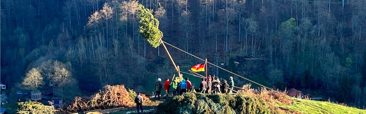 Der Richtebaum wird in Position gebracht, 2022 - (c) Alexander Koch